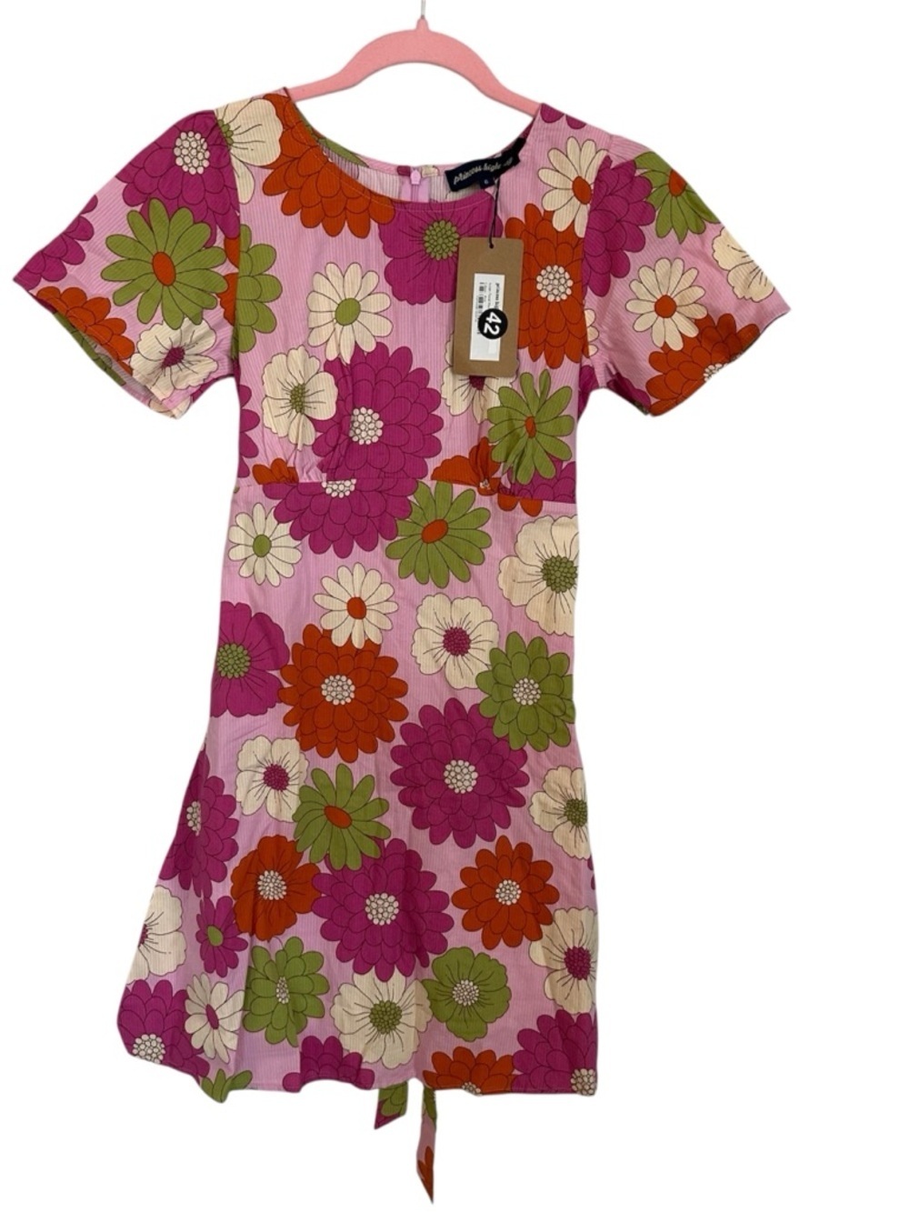 Princess Highway Women's Short Sleeve Pink Susan Floral Mini Dress Sz 6 NWT